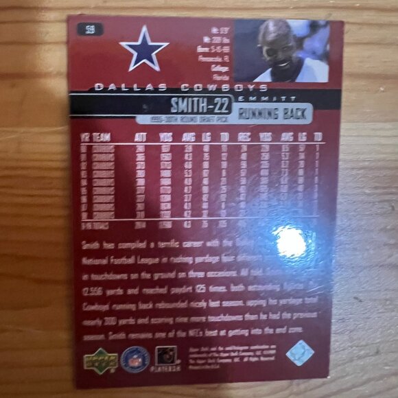Emmitt Smith 1999 Upper Deck Football Card #59 Dallas Cowboys - Picture 2 of 2